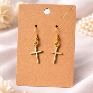 Handmade Gold Cross Earrings